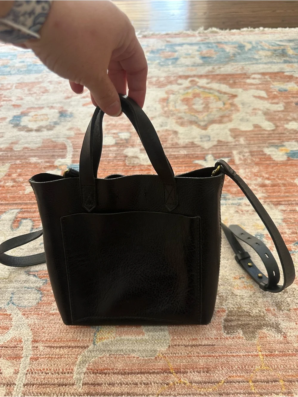 Madewell The Small Transport Crossbody Bag in Black Leather